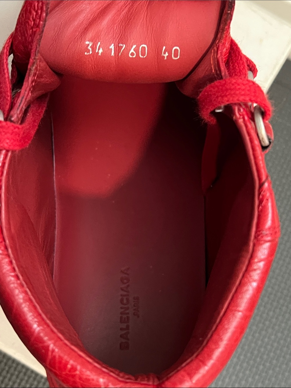 Men’s Balenciaga Red Leather High-Top Sneakers -Size 40 - Picture 16 of 16